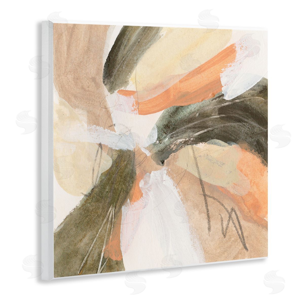 Melissa Wang Abstract Orange Spiral Arrangement Wooden Wall Plaque Art Print