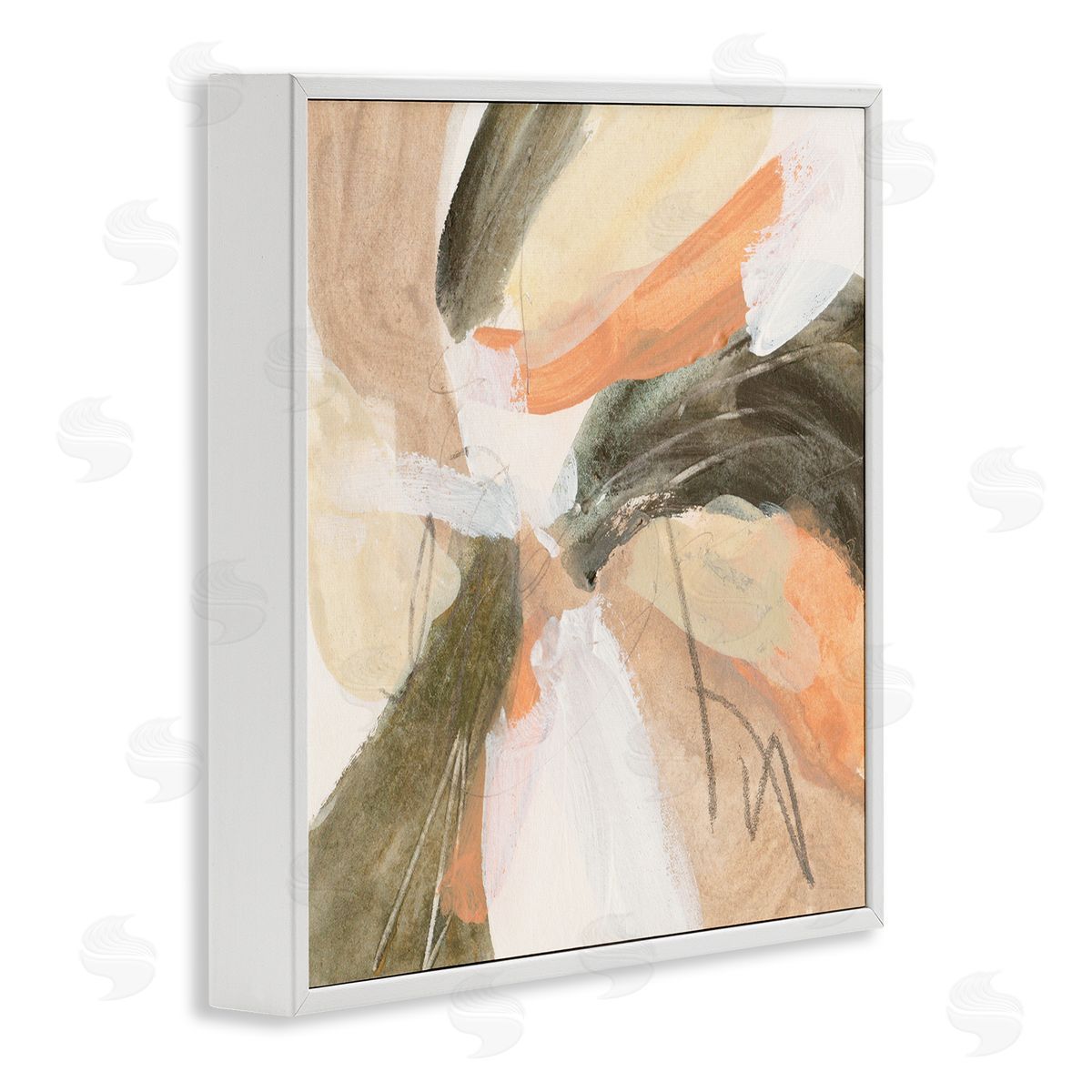 Melissa Wang Abstract Orange Spiral Arrangement White Framed Glicee Wall Art Print