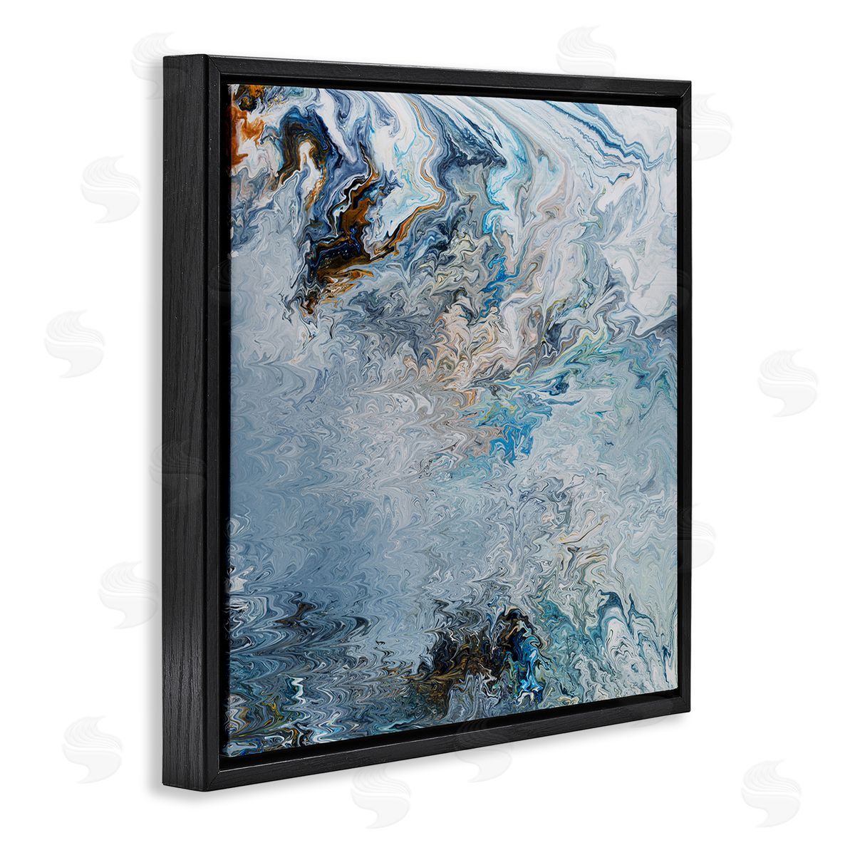 Ruth Fromstein Marbled Wavy Abstract Pattern Black Floating Frame Canvas Wall Art Print