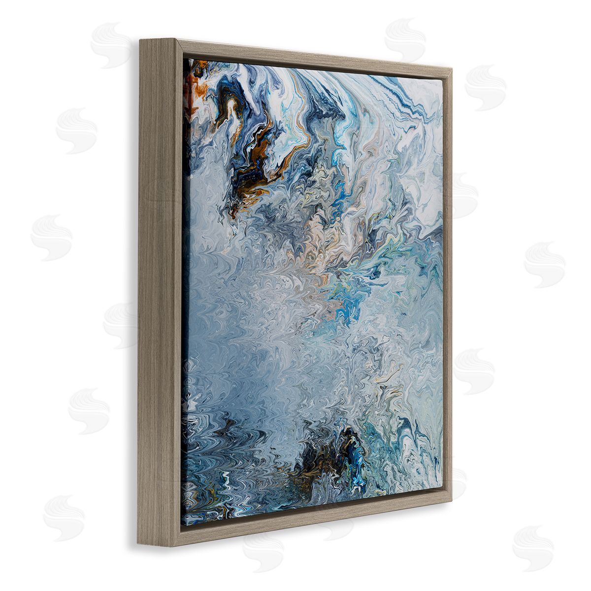 Ruth Fromstein Marbled Wavy Abstract Pattern Brown Floating Frame Canvas Wall Art Print