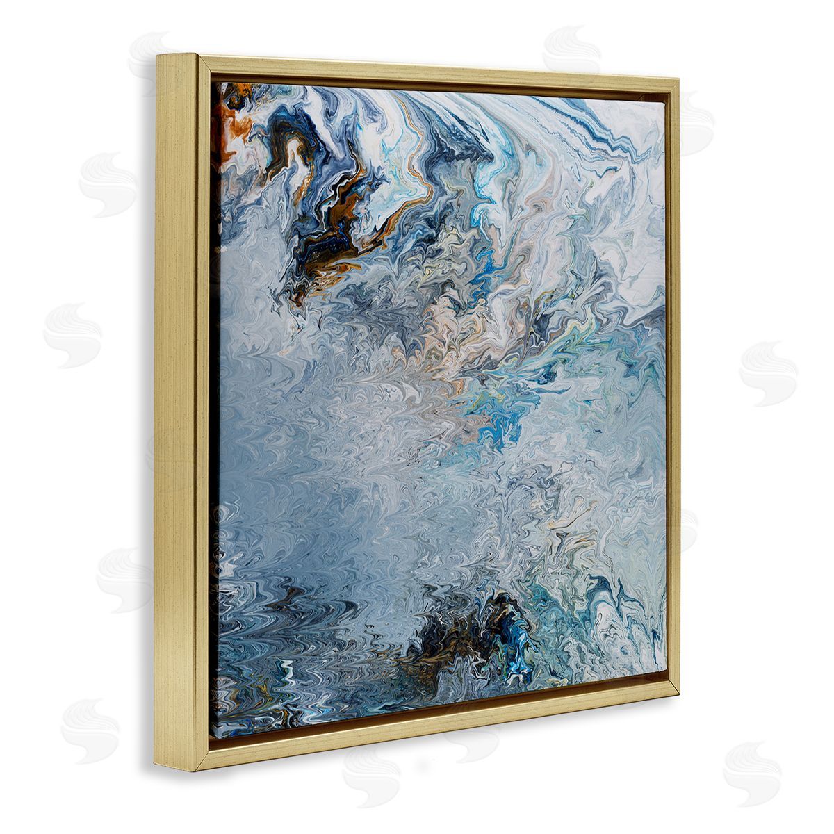 Ruth Fromstein Marbled Wavy Abstract Pattern Gold Floating Frame Canvas Wall Art Print