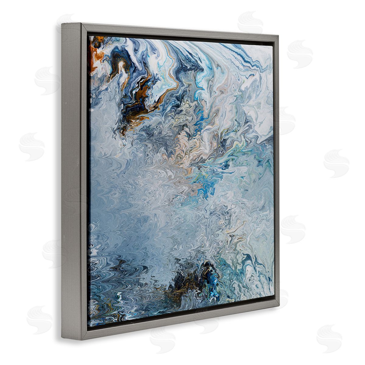 Ruth Fromstein Marbled Wavy Abstract Pattern Gray Floating Frame Canvas Wall Art Print
