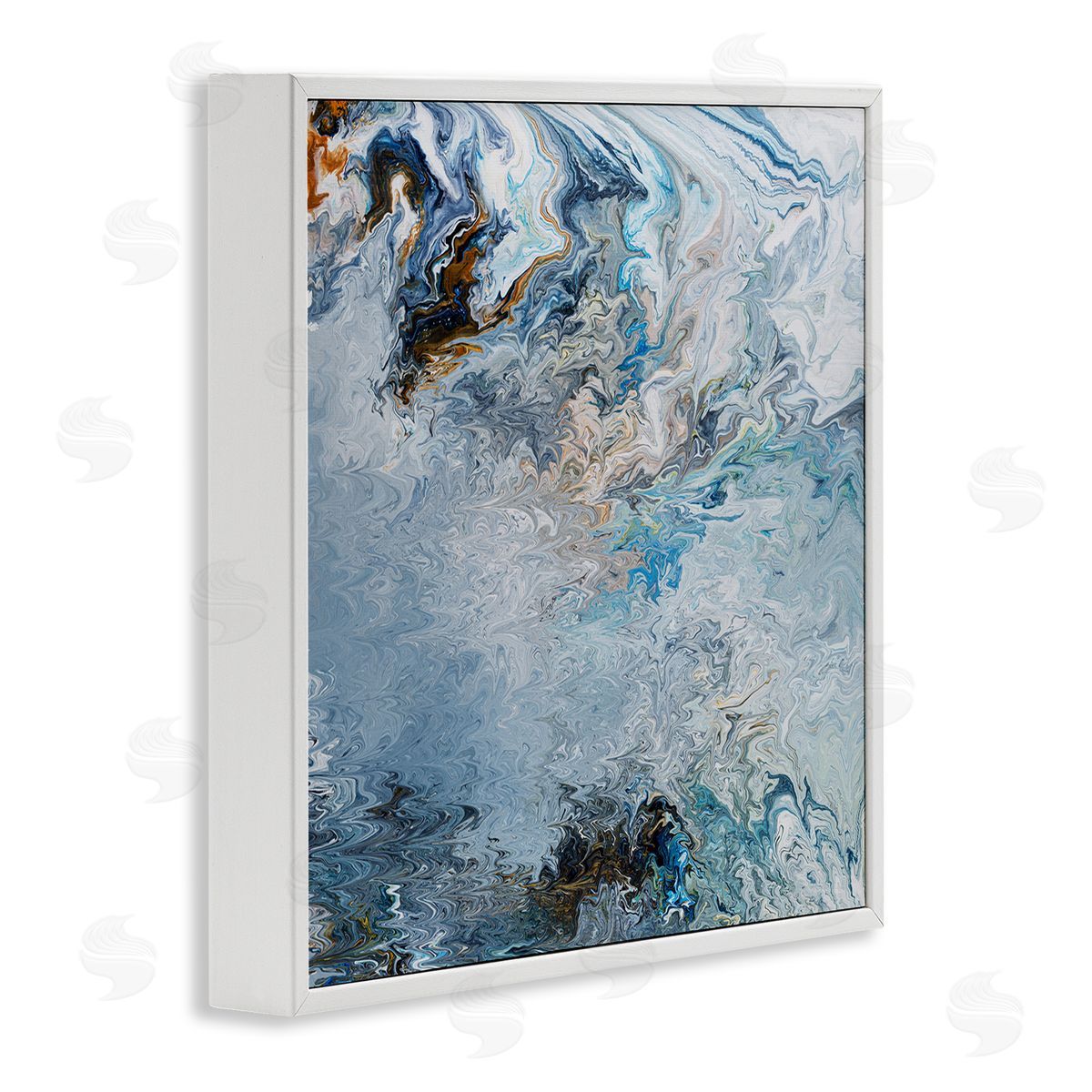 Ruth Fromstein Marbled Wavy Abstract Pattern White Framed Glicee Wall Art Print