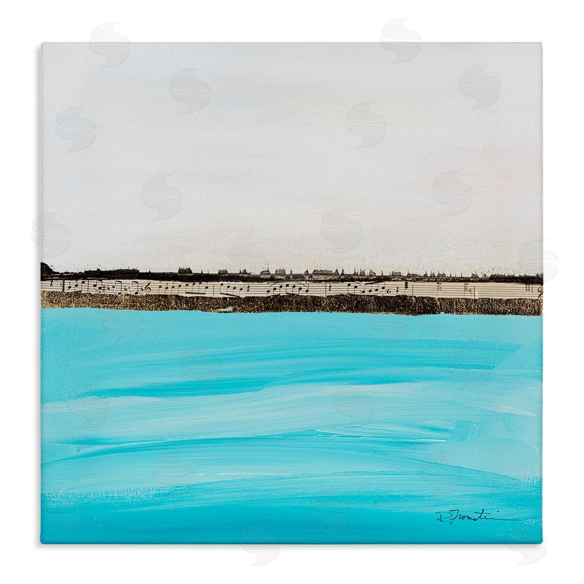 Ruth Fromstein Modern Landscape Music Notes Collage Stretched Canvas Wall Art Print