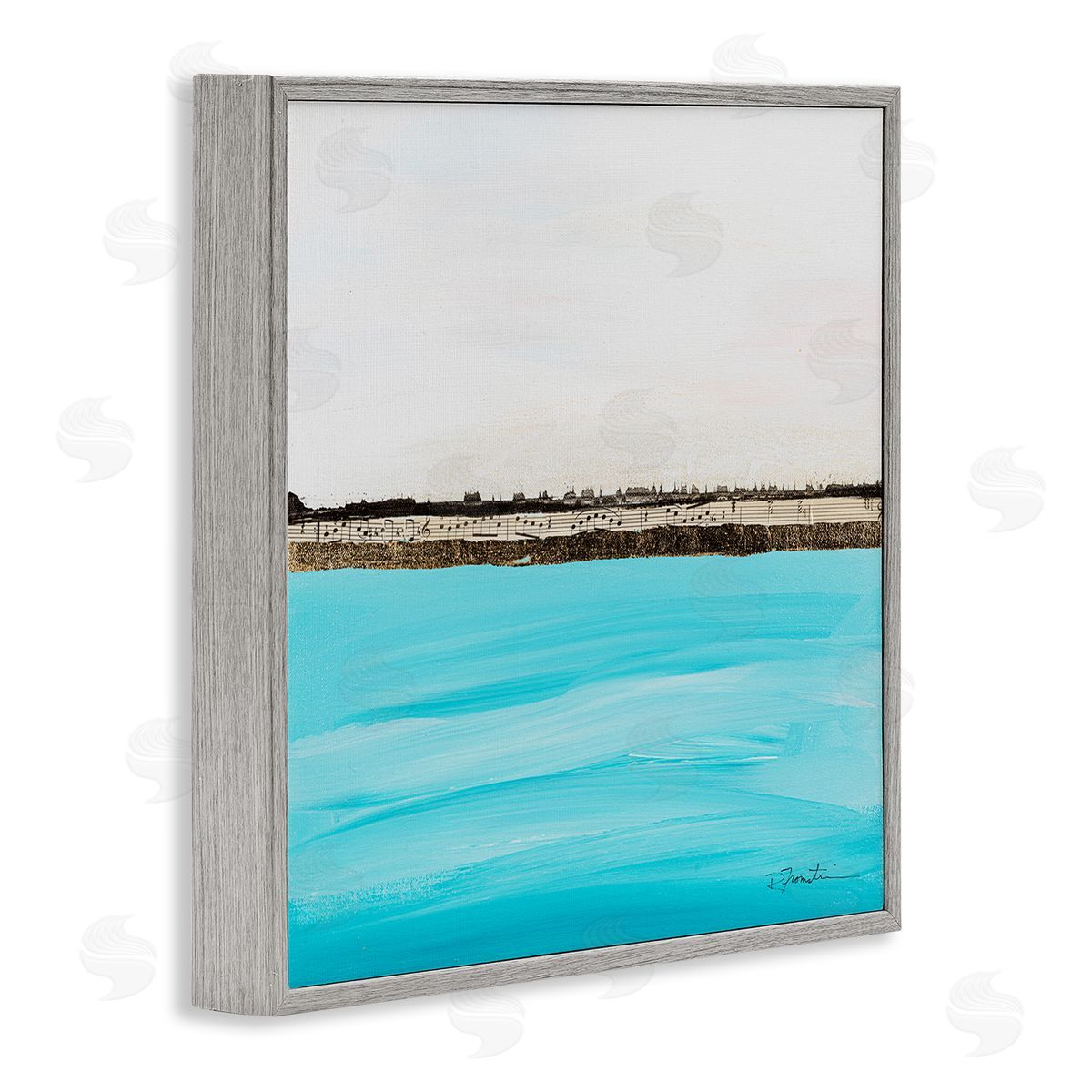 Ruth Fromstein Modern Landscape Music Notes Collage Gray Framed Glicee Wall Art Print