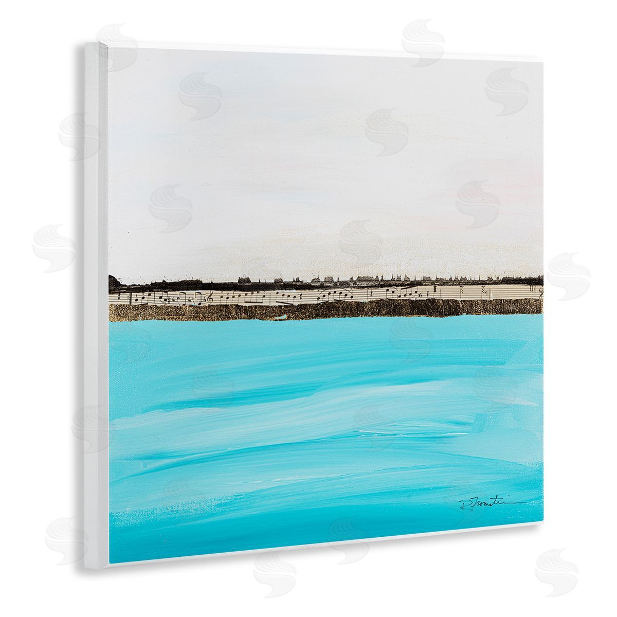 Ruth Fromstein Modern Landscape Music Notes Collage Wooden Wall Plaque Art Print