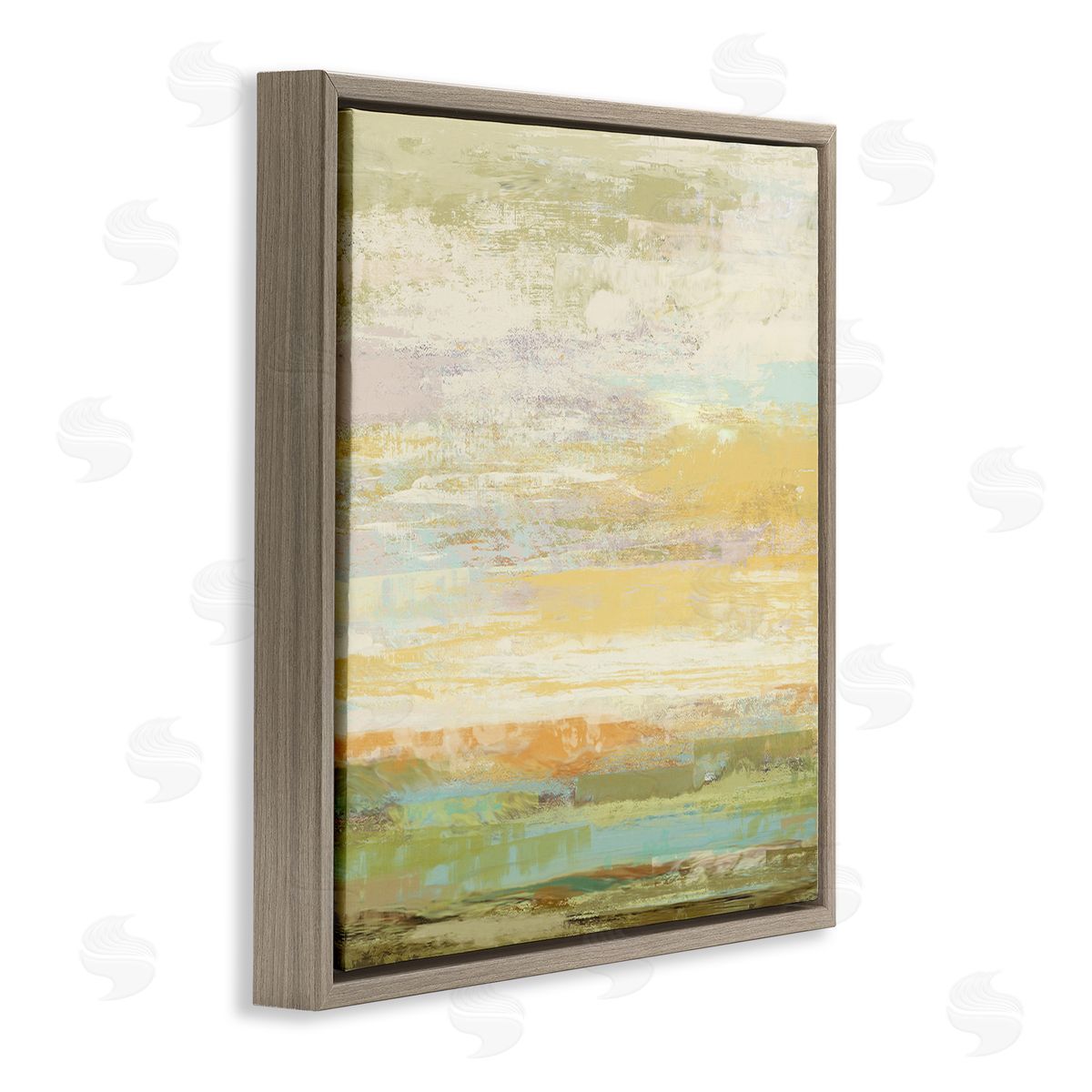 Suzanne Nicoll Abstract Yellow Landscape  Brown Floating Frame Canvas Wall Art Print