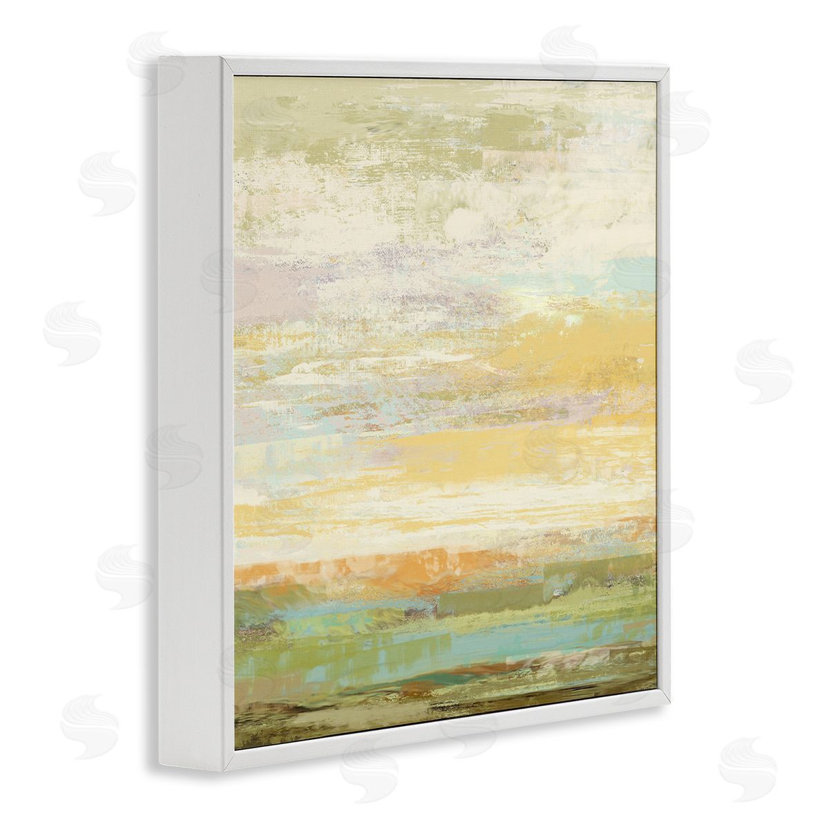 Suzanne Nicoll Abstract Yellow Landscape  White Framed Glicee Wall Art Print