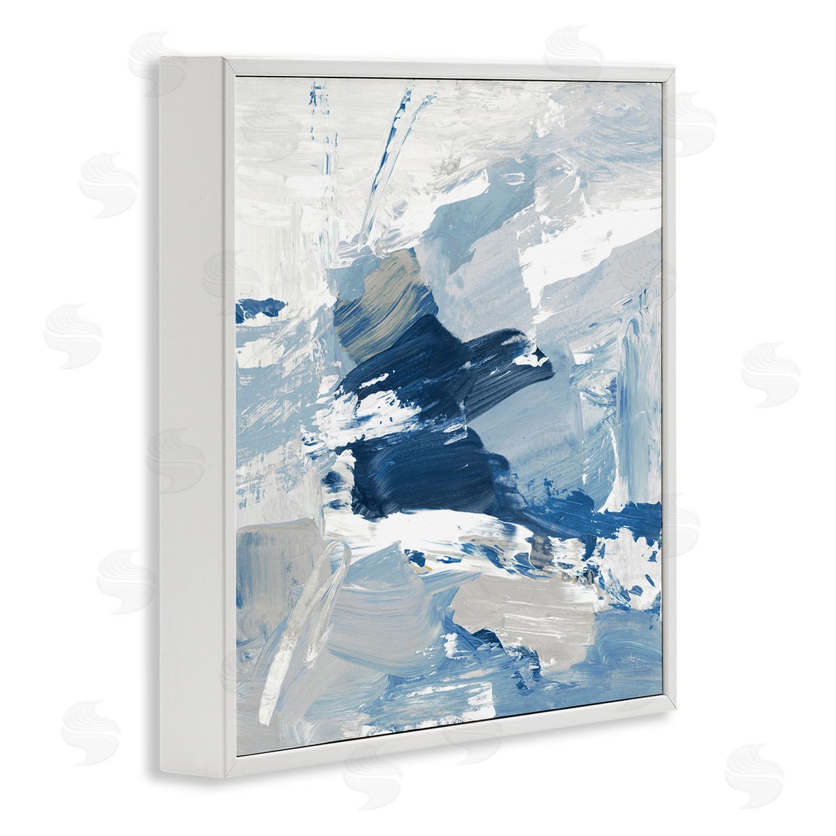 Abstract Brushed Blue Painting White Frame Print Wall Art, Home Decor by Lanie Loreth
