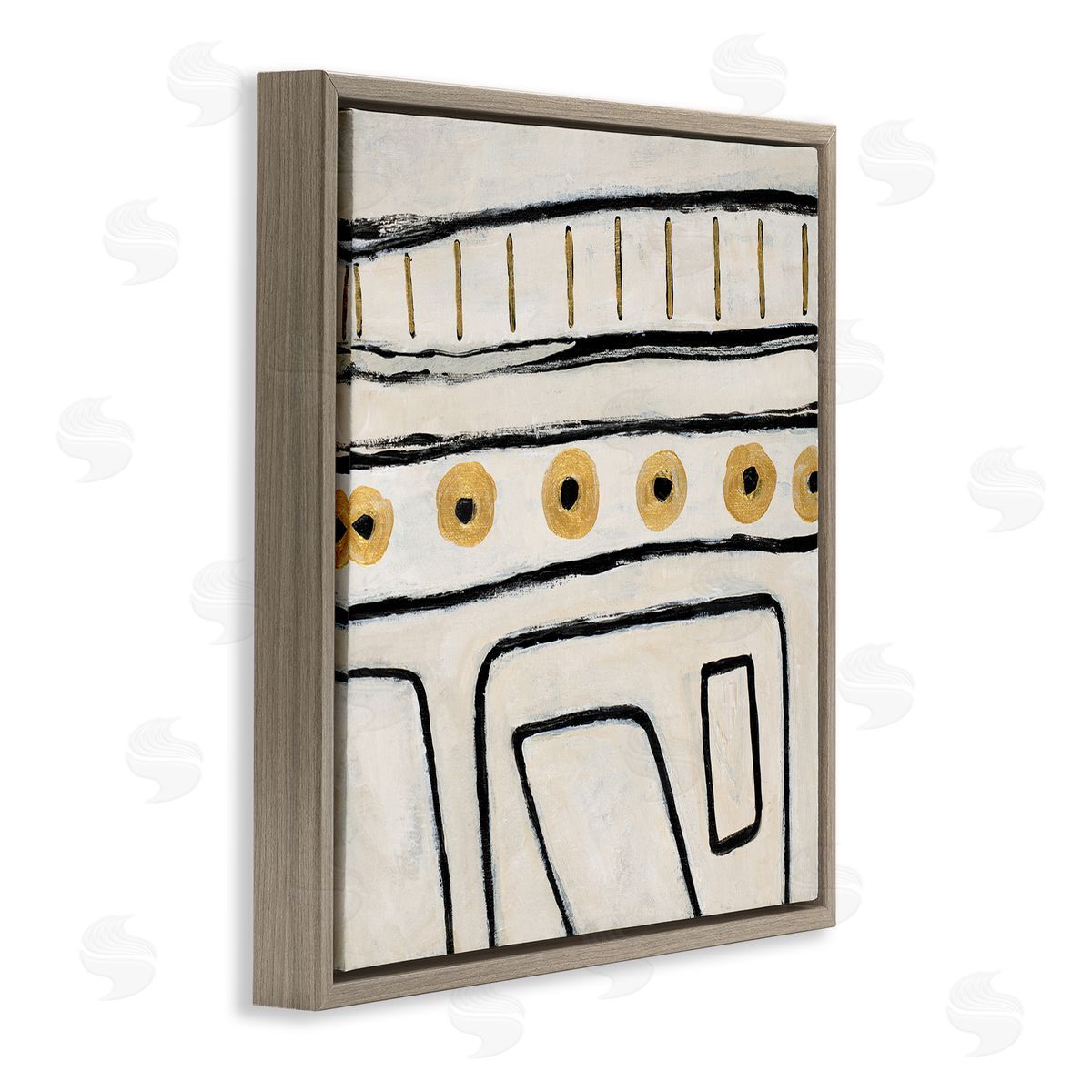 Lanie Loreth Abstract Outline Shapes Pattern Brown Floating Frame Canvas Wall Art Print