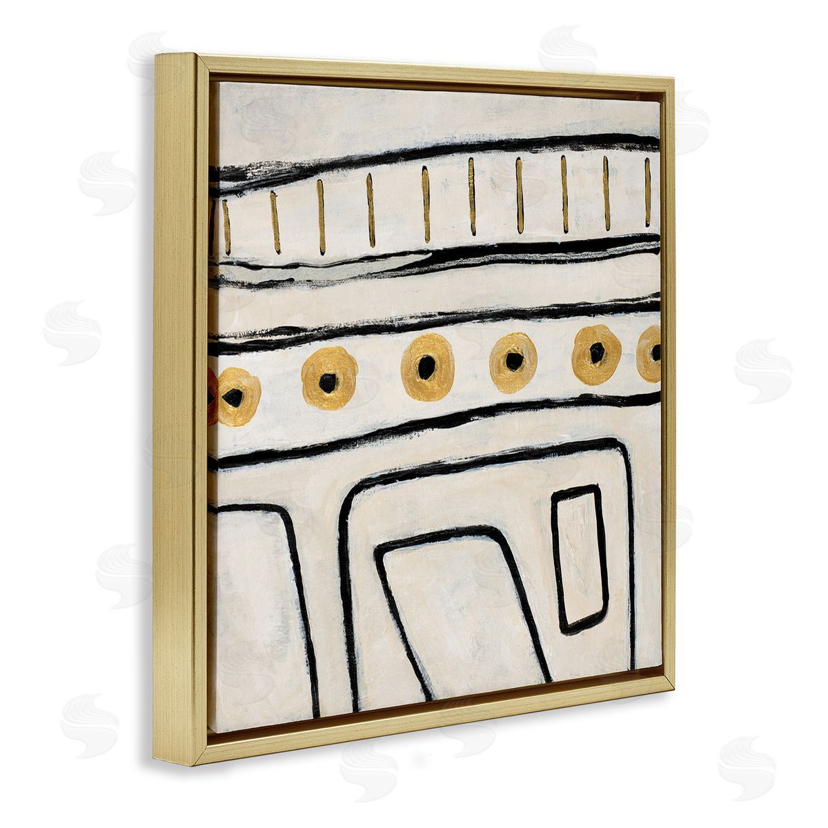 Lanie Loreth Abstract Outline Shapes Pattern Gold Floating Frame Canvas Wall Art Print