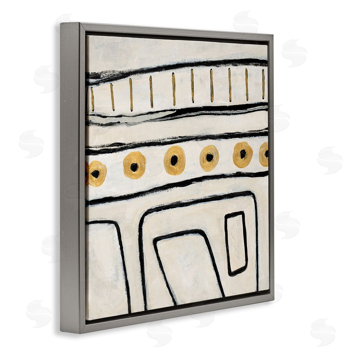 Lanie Loreth Abstract Outline Shapes Pattern Gray Floating Frame Canvas Wall Art Print