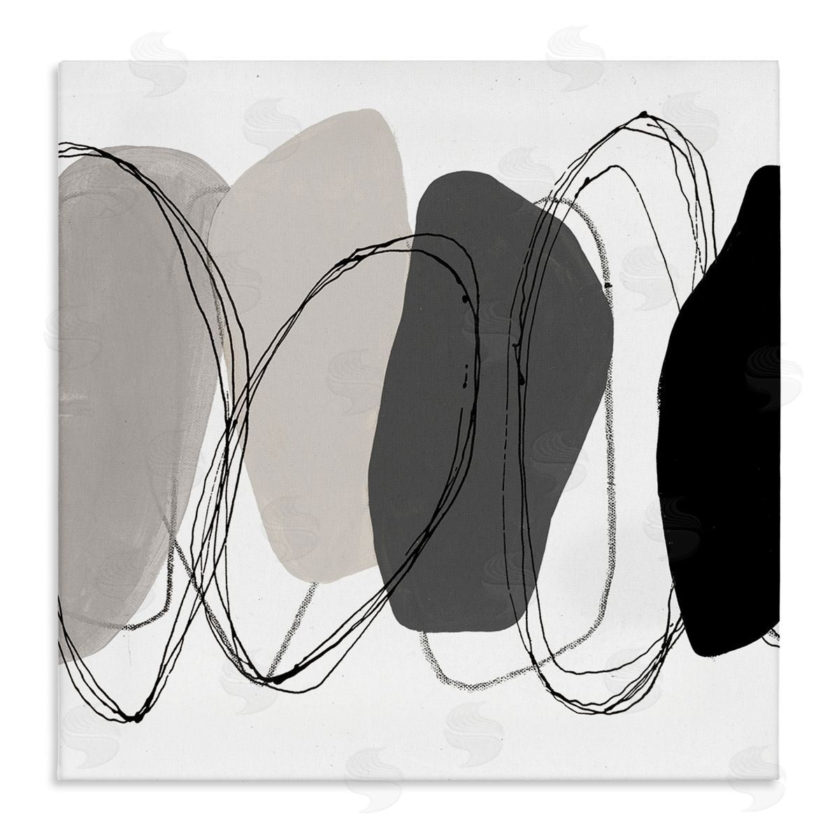 Ruth Fromstein Abstract Round Forms Outlines Stretched Canvas Wall Art Print