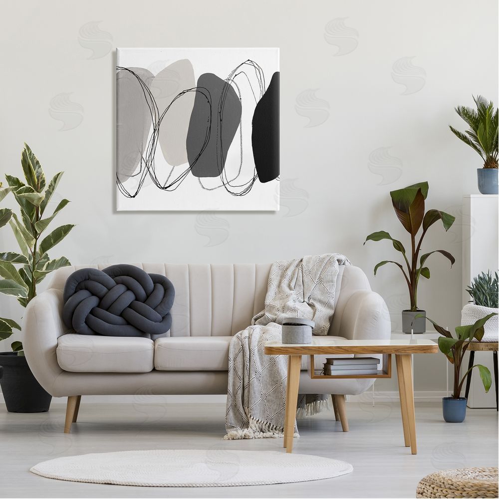 Ruth Fromstein Abstract Round Forms Outlines Canvas Wall Art in Room