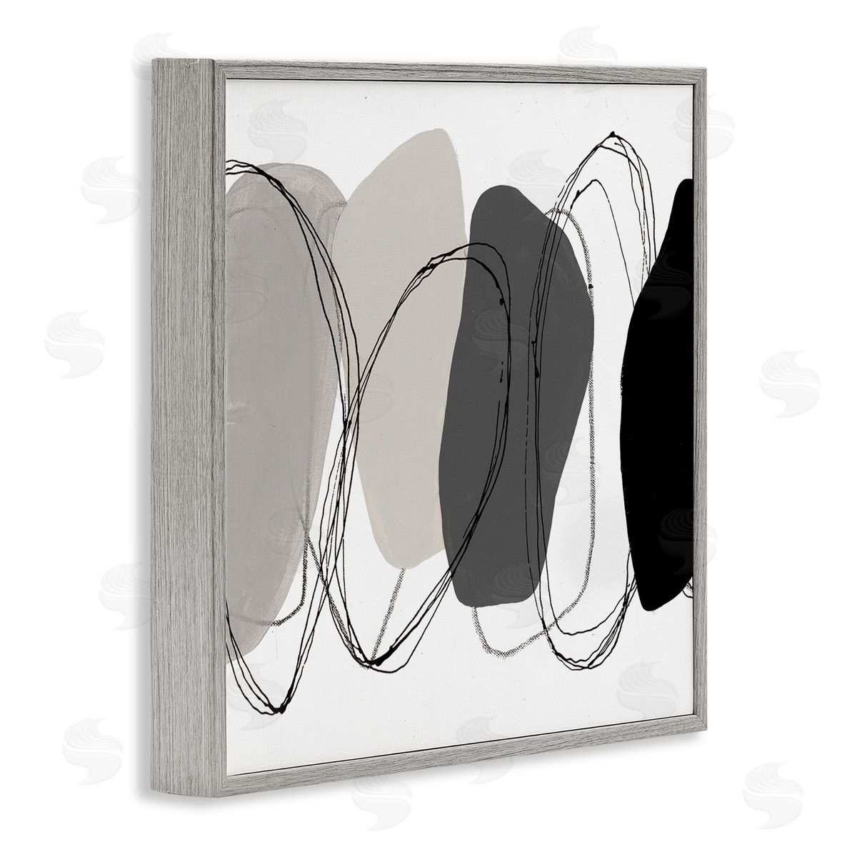 Ruth Fromstein Abstract Round Forms Outlines Gray Framed Glicee Wall Art Print