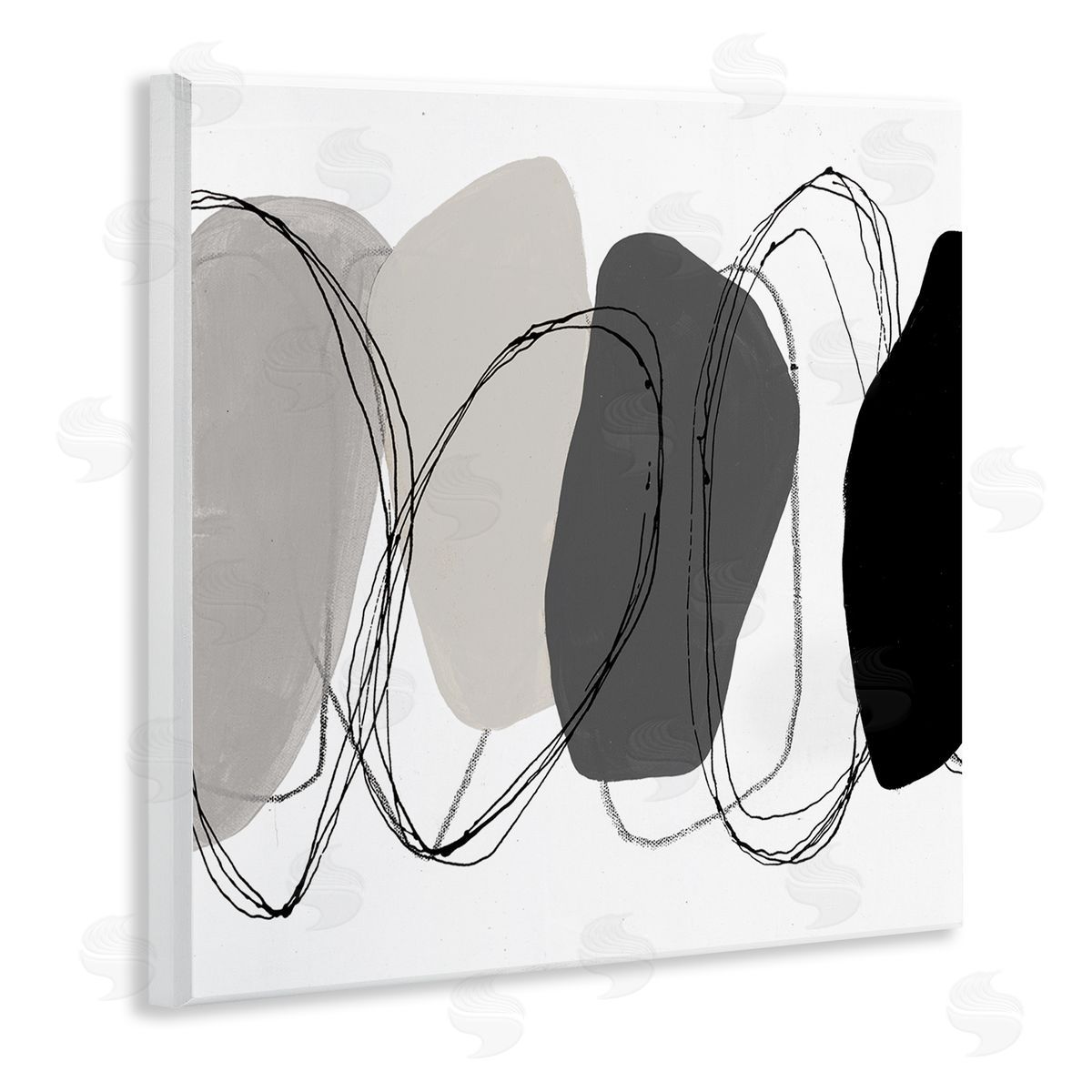 Ruth Fromstein Abstract Round Forms Outlines Wooden Wall Plaque Art Print
