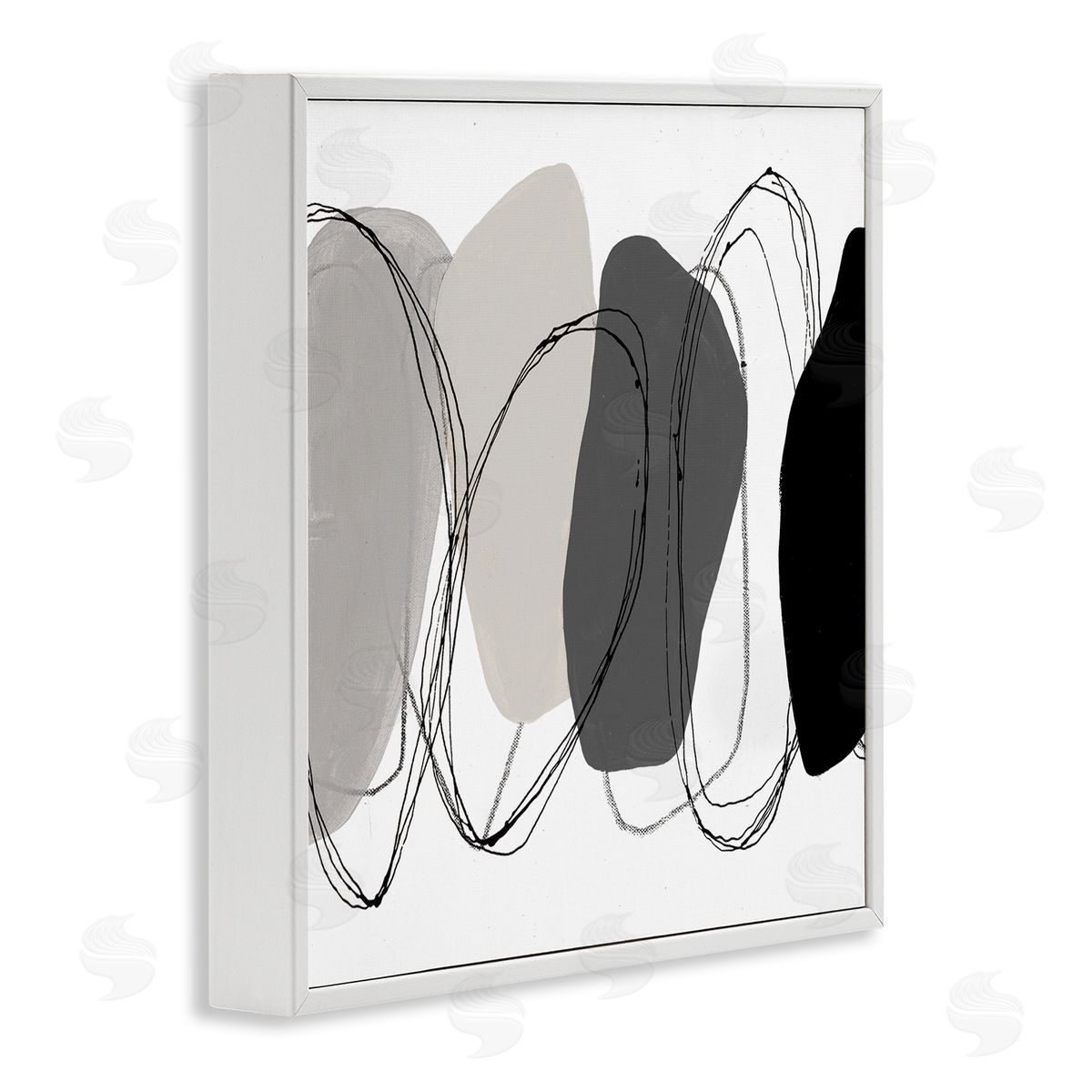 Ruth Fromstein Abstract Round Forms Outlines White Framed Glicee Wall Art Print