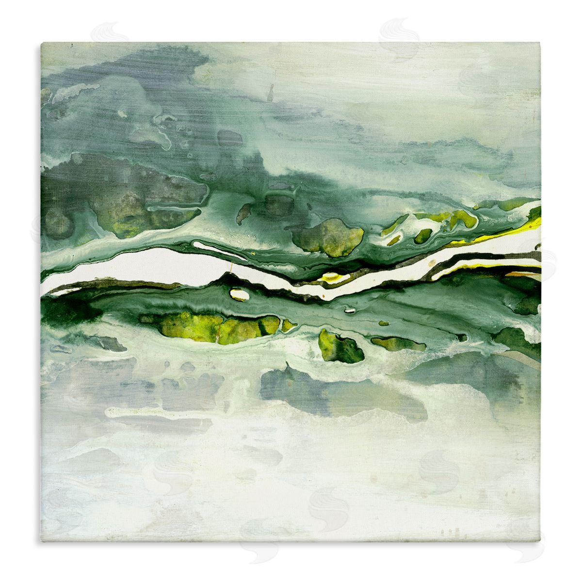 Ruth Fromstein Fluid Green Abstract Form Stretched Canvas Wall Art Print