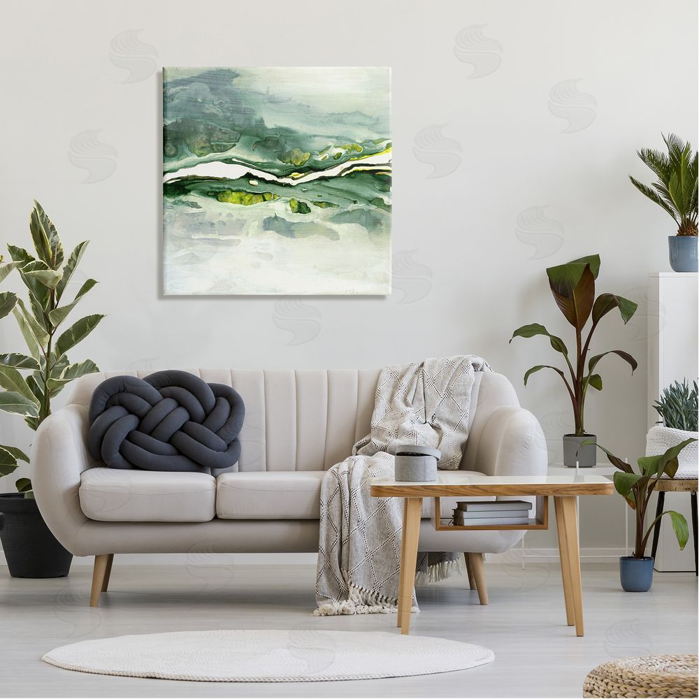 Ruth Fromstein Fluid Green Abstract Form Canvas Wall Art in Room