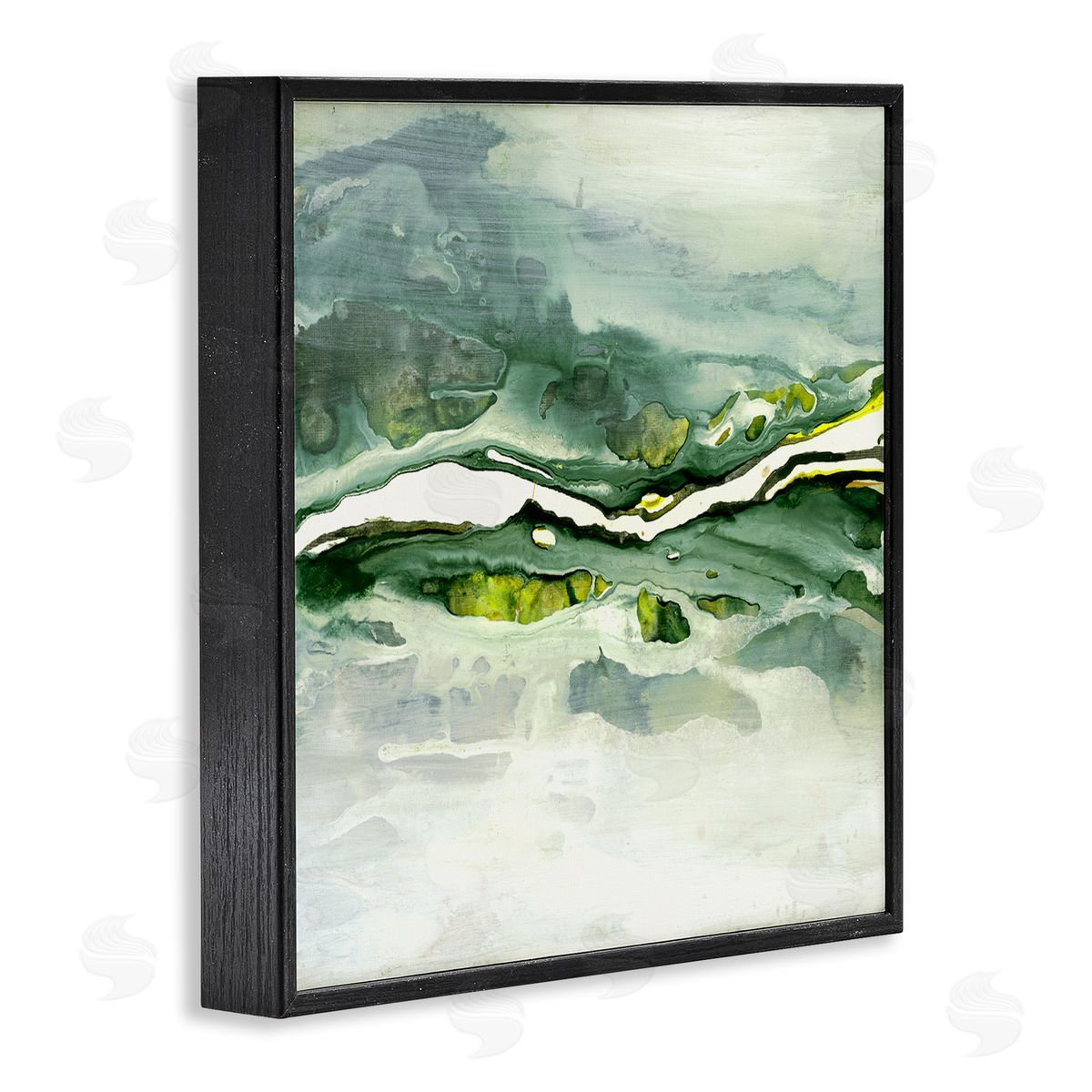 Ruth Fromstein Fluid Green Abstract Form Black Framed Glicee Wall Art Print