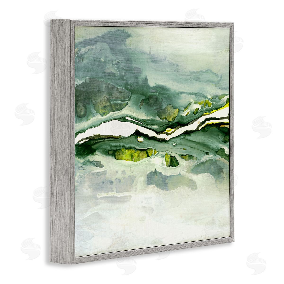 Ruth Fromstein Fluid Green Abstract Form Gray Framed Glicee Wall Art Print