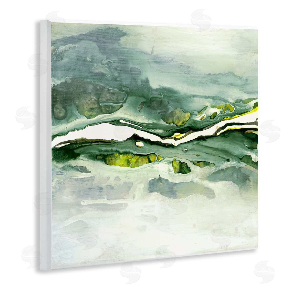 Ruth Fromstein Fluid Green Abstract Form Wooden Wall Plaque Art Print
