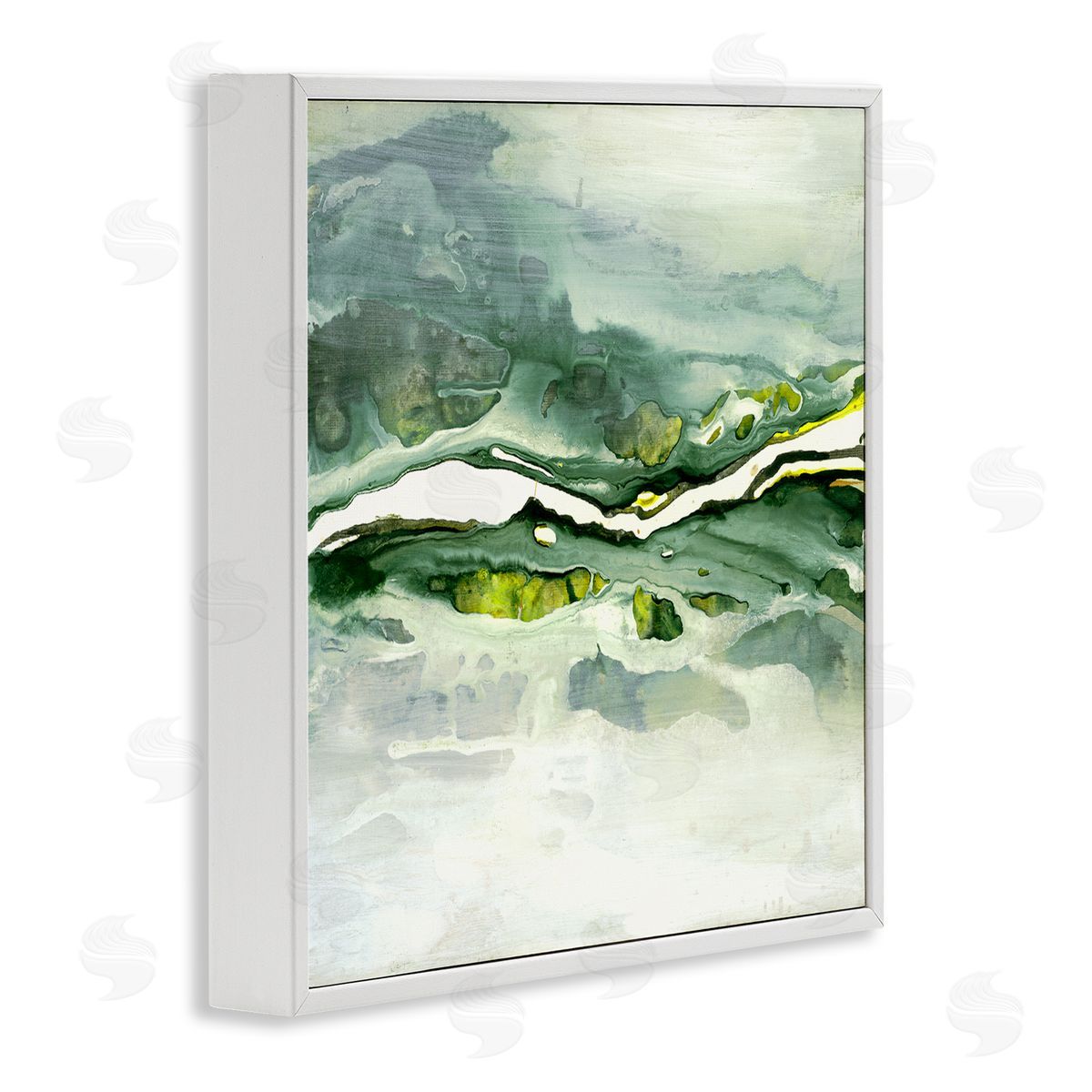Ruth Fromstein Fluid Green Abstract Form White Framed Glicee Wall Art Print
