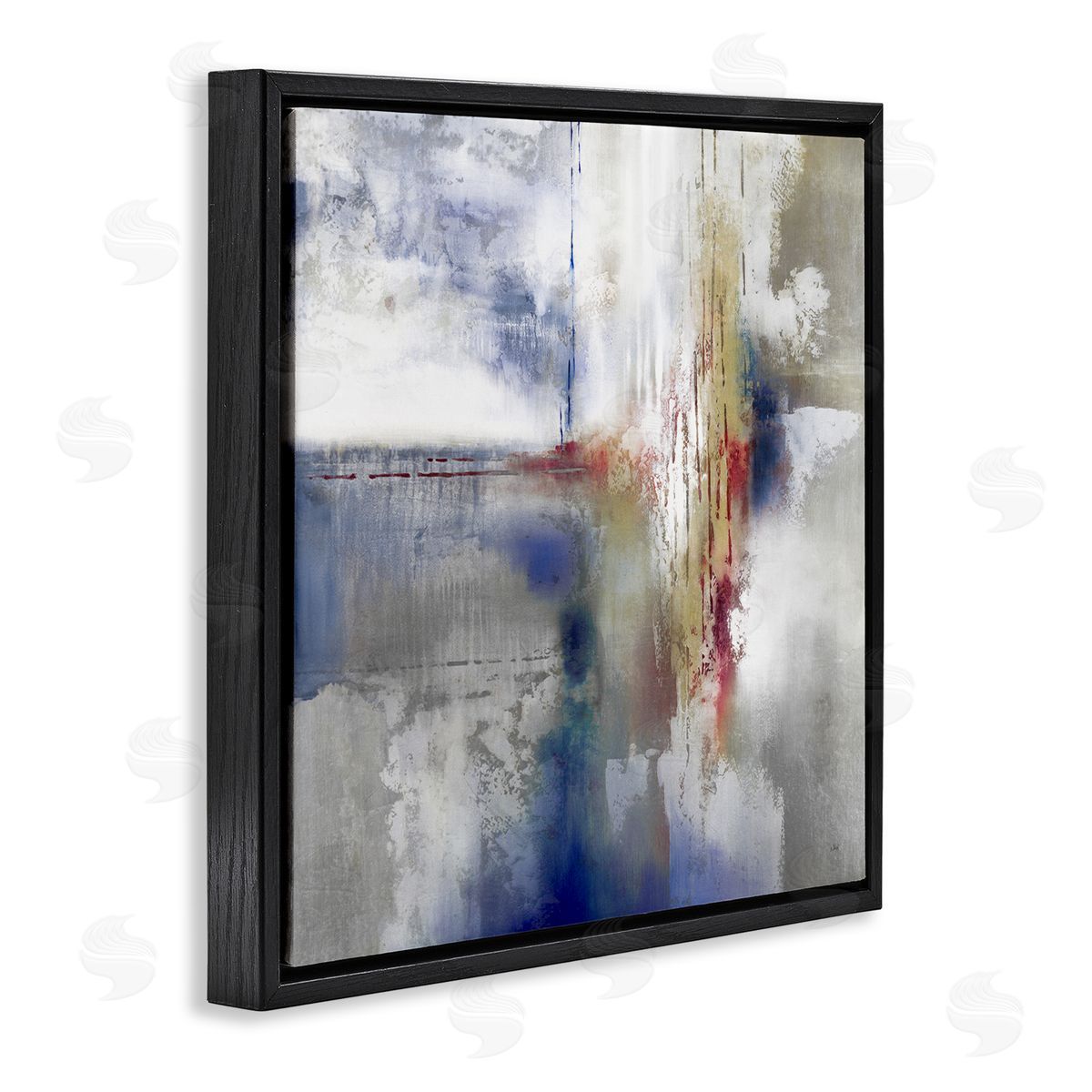 K. Nari Abstract Brush Strokes Composition Black Floating Frame Canvas Wall Art Print