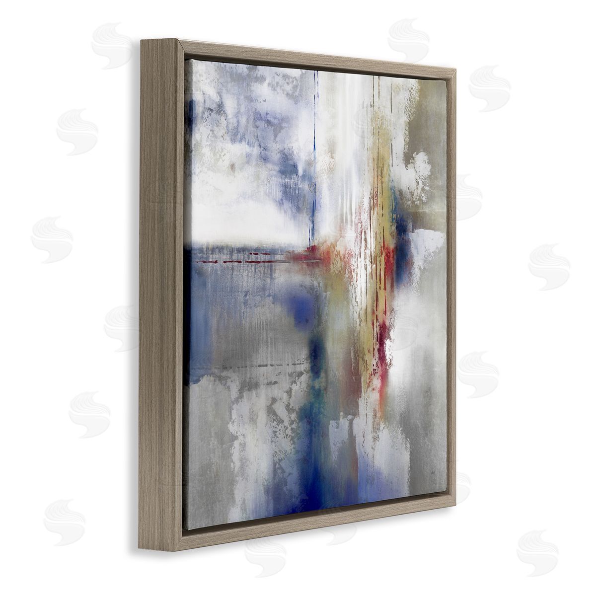K. Nari Abstract Brush Strokes Composition Brown Floating Frame Canvas Wall Art Print