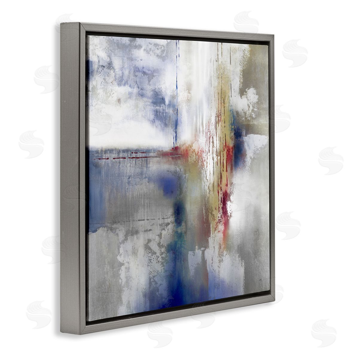 K. Nari Abstract Brush Strokes Composition Gray Floating Frame Canvas Wall Art Print
