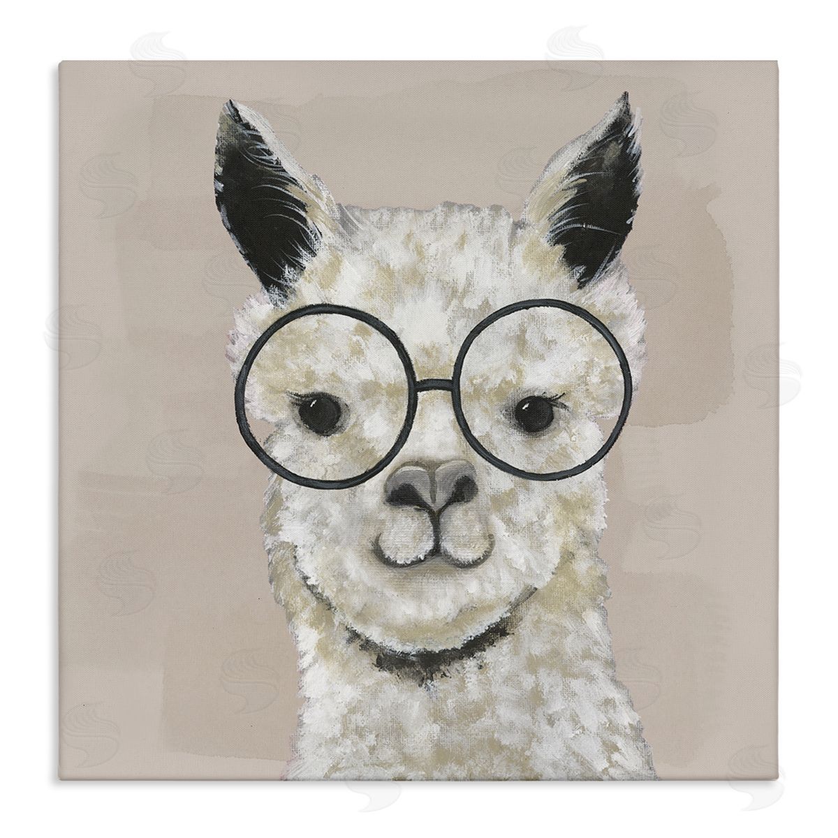 Happy Alpaca Glasses Portrait Canvas Wall Art, Home Decor by Tava Studios