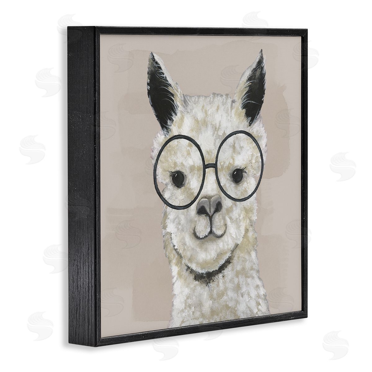 Happy Alpaca Glasses Portrait Black Frame Print Wall Art, Home Decor by Tava Studios