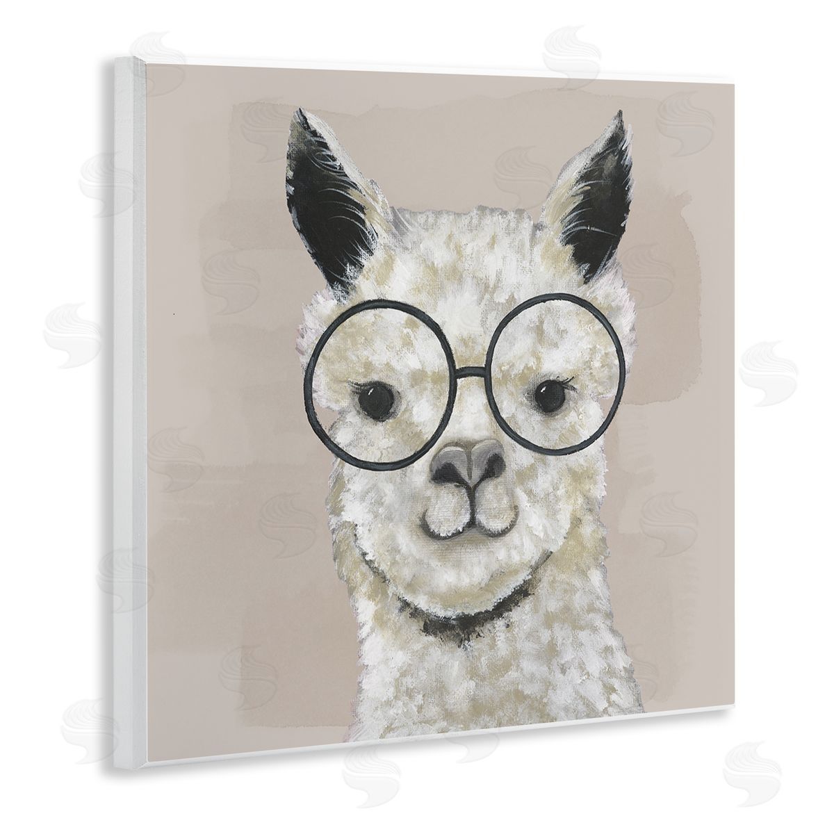 Happy Alpaca Glasses Portrait Wood Plaque Wall Art, Home Decor by Tava Studios