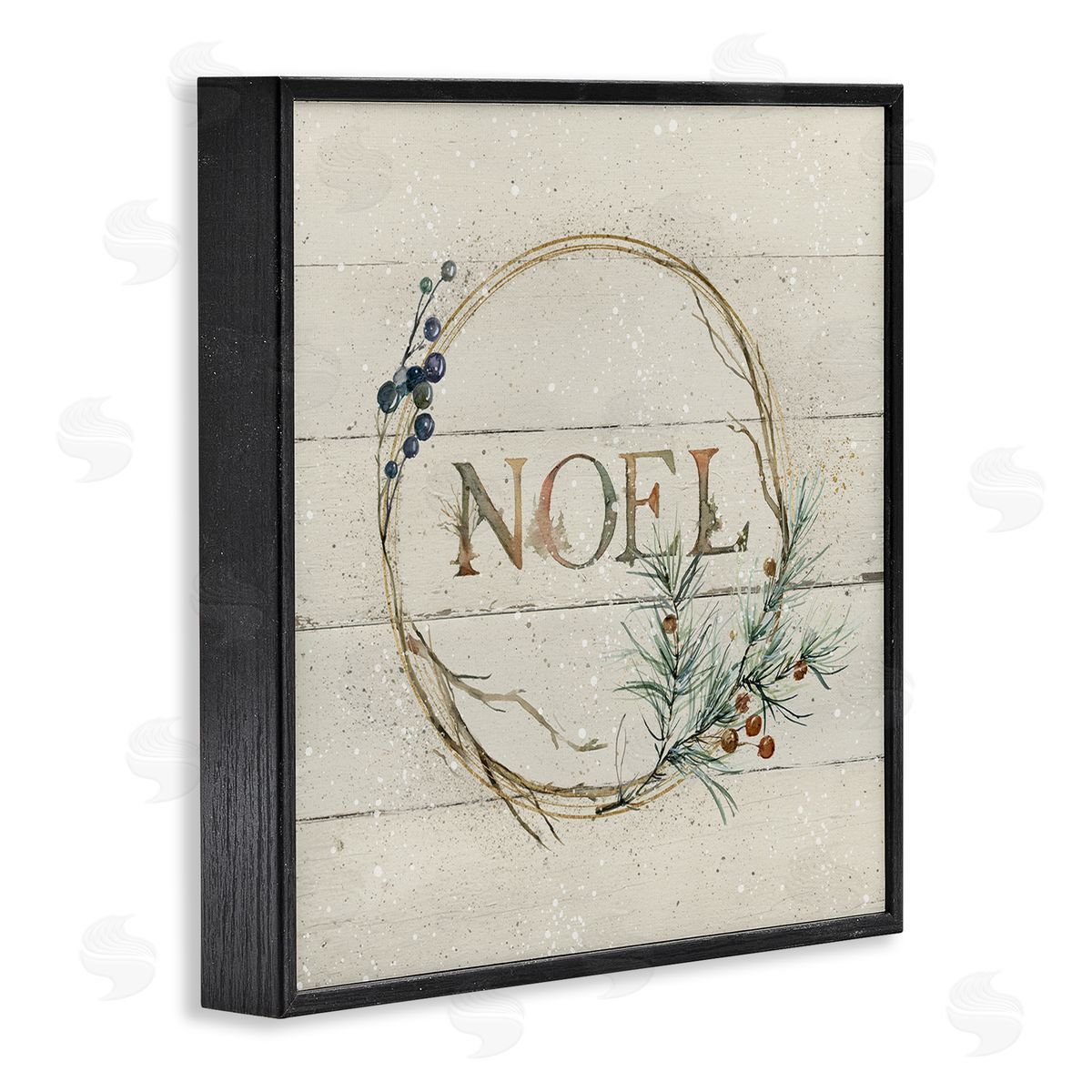 Carol Robinson Noel Holiday Botanical Wreath Black Framed Glicee Wall Art Print