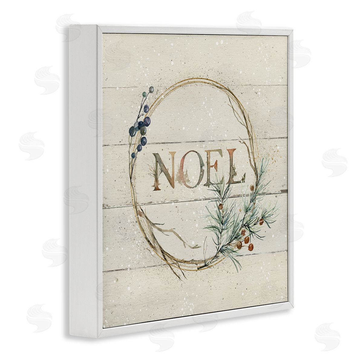 Carol Robinson Noel Holiday Botanical Wreath White Framed Glicee Wall Art Print