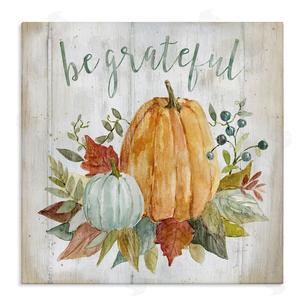 Livi Finn Be Grateful Autumnal Botanicals Stretched Canvas Wall Art Print