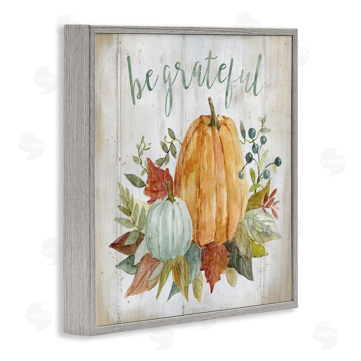Livi Finn Be Grateful Autumnal Botanicals Gray Framed Glicee Wall Art Print