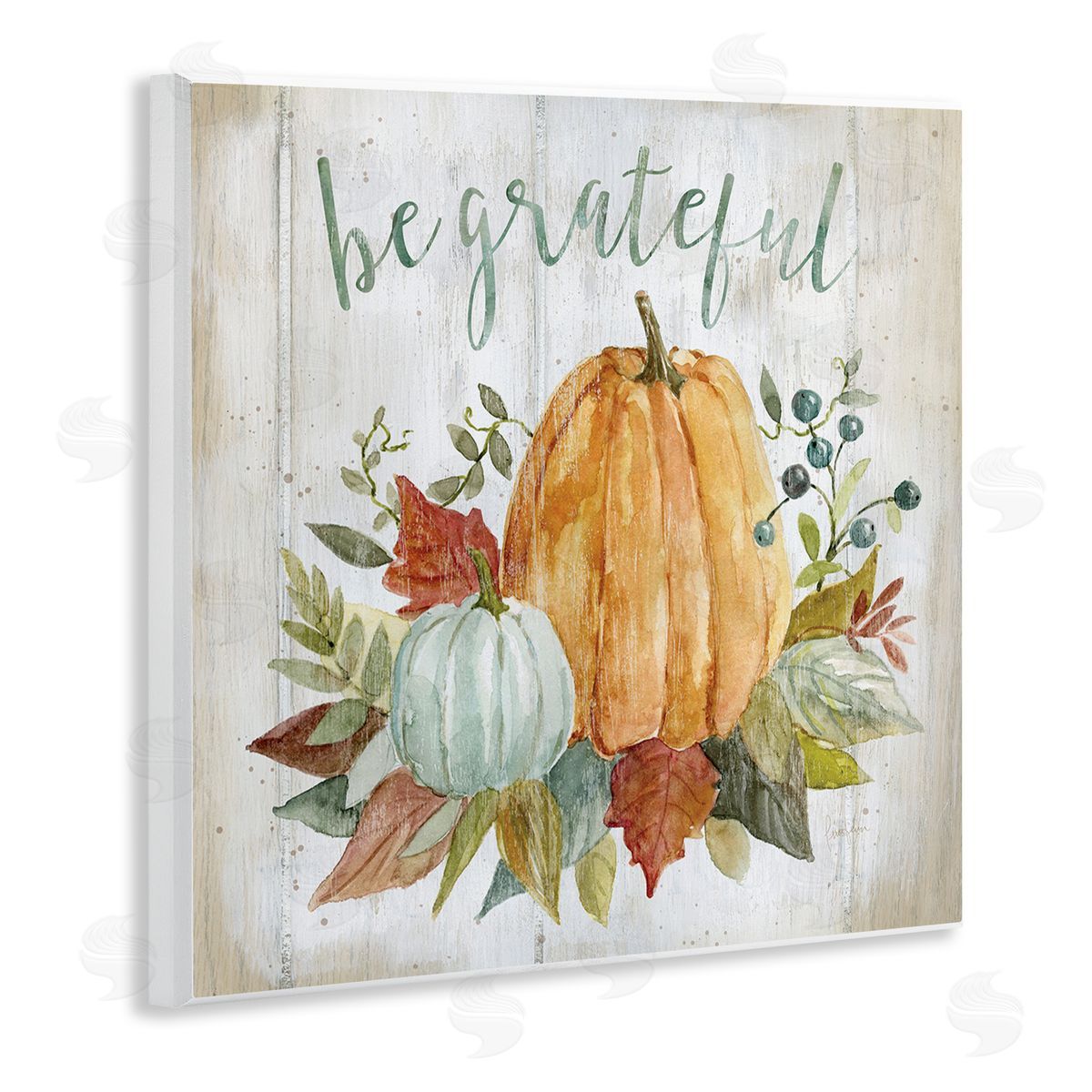 Livi Finn Be Grateful Autumnal Botanicals Wooden Wall Plaque Art Print