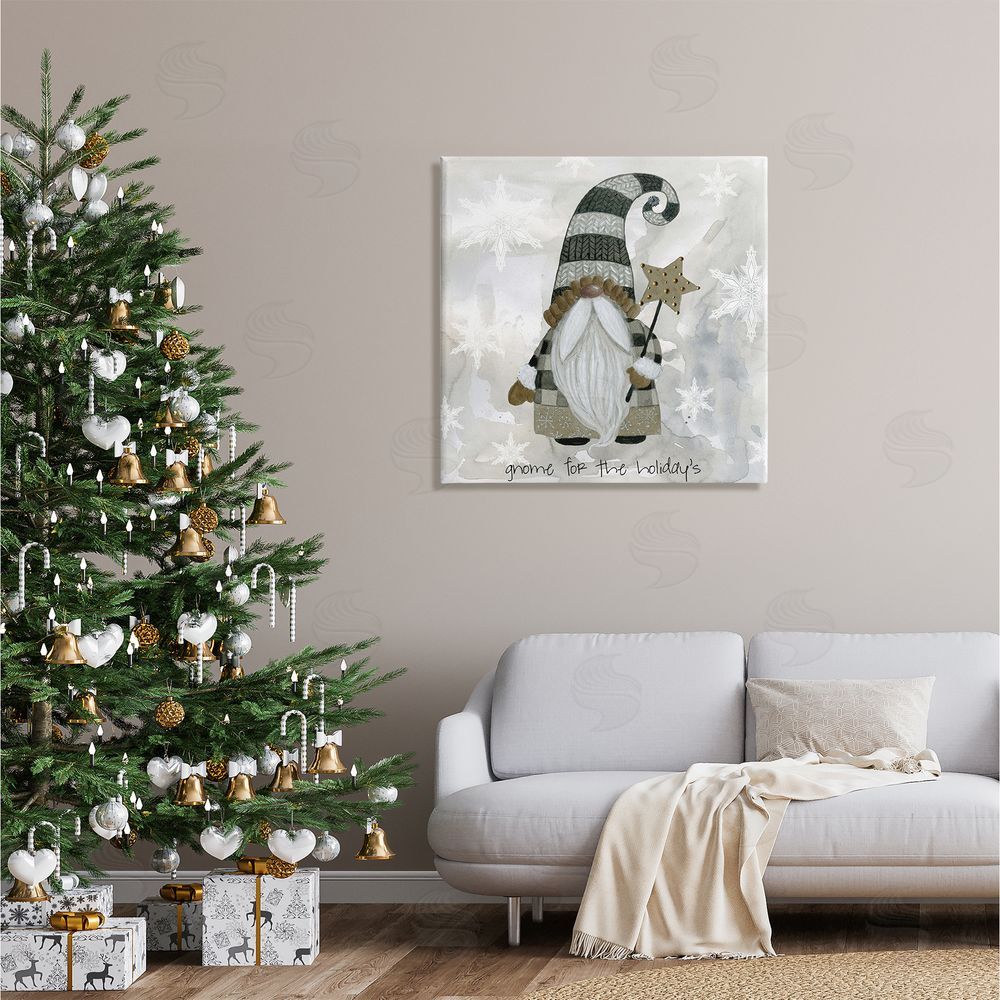 Livi Finn Gnome For Holidays Snowflakes Canvas Wall Art in Room