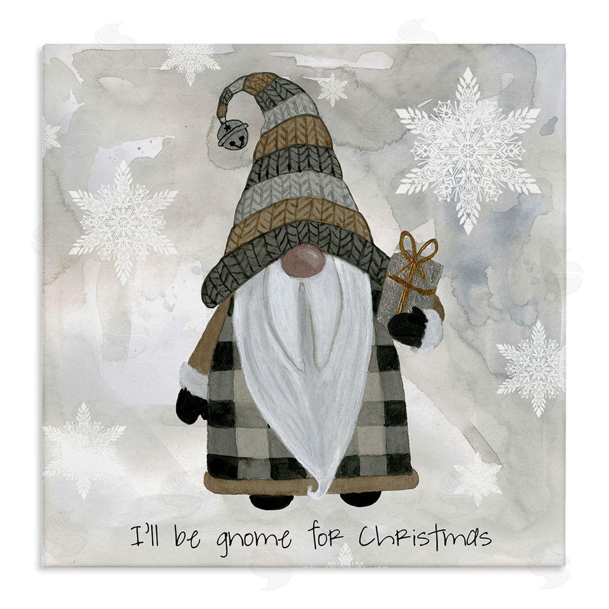Livi Finn Gnome For Christmas Phrase Stretched Canvas Wall Art Print