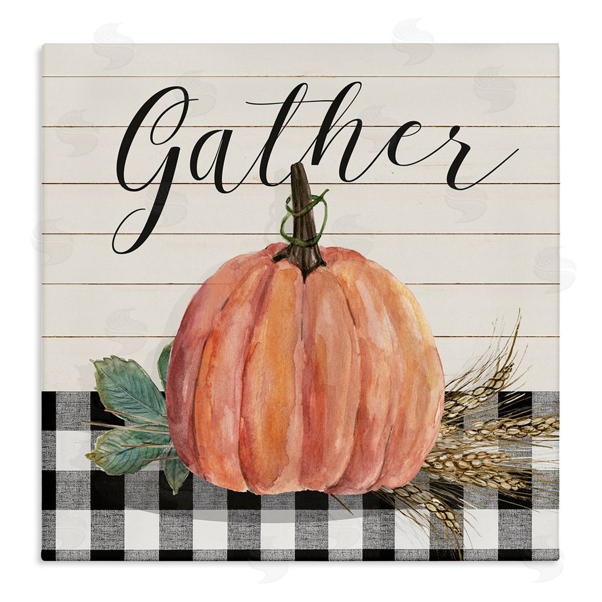 Livi Finn Gather Seasonal Botanical Pumpkin Stretched Canvas Wall Art Print
