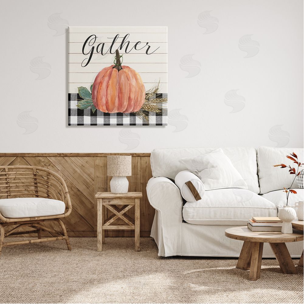 Livi Finn Gather Seasonal Botanical Pumpkin Canvas Wall Art in Room