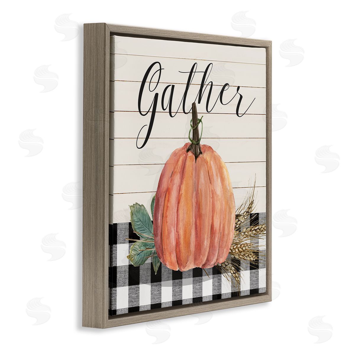 Livi Finn Gather Seasonal Botanical Pumpkin Brown Floating Frame Canvas Wall Art Print