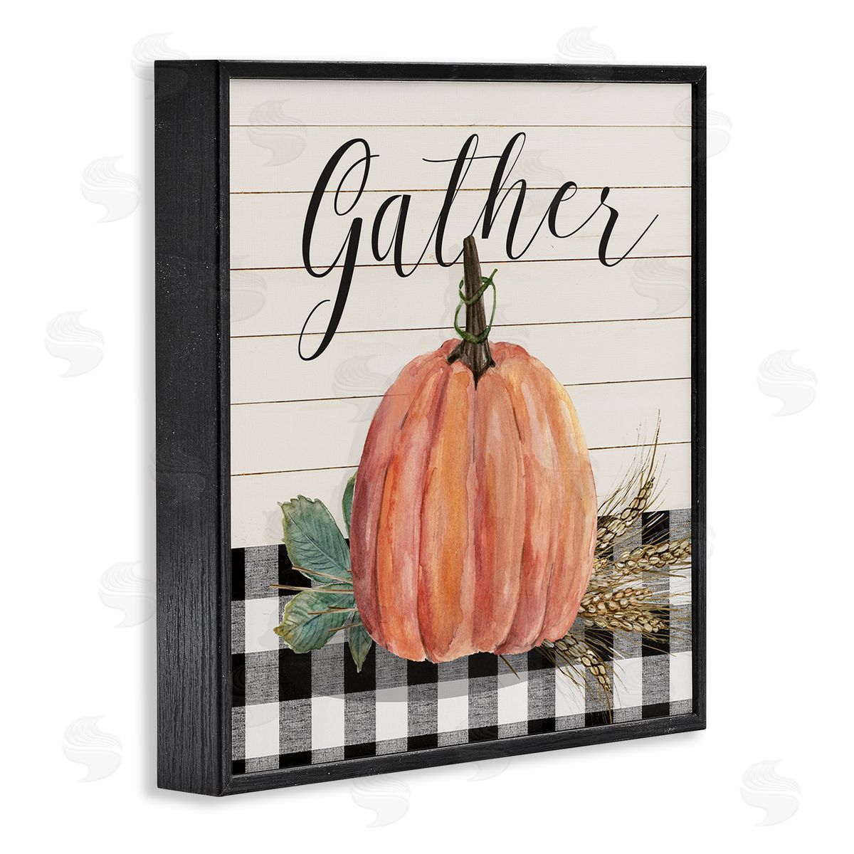 Livi Finn Gather Seasonal Botanical Pumpkin Black Framed Glicee Wall Art Print