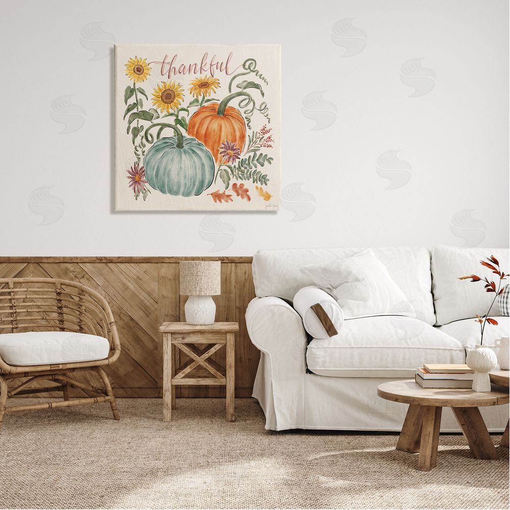 Janelle Penner Autumn Botanical Thankful Nature Canvas Wall Art in Room