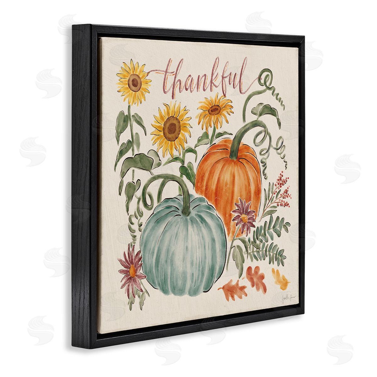 Janelle Penner Autumn Botanical Thankful Nature Black Floating Frame Canvas Wall Art Print