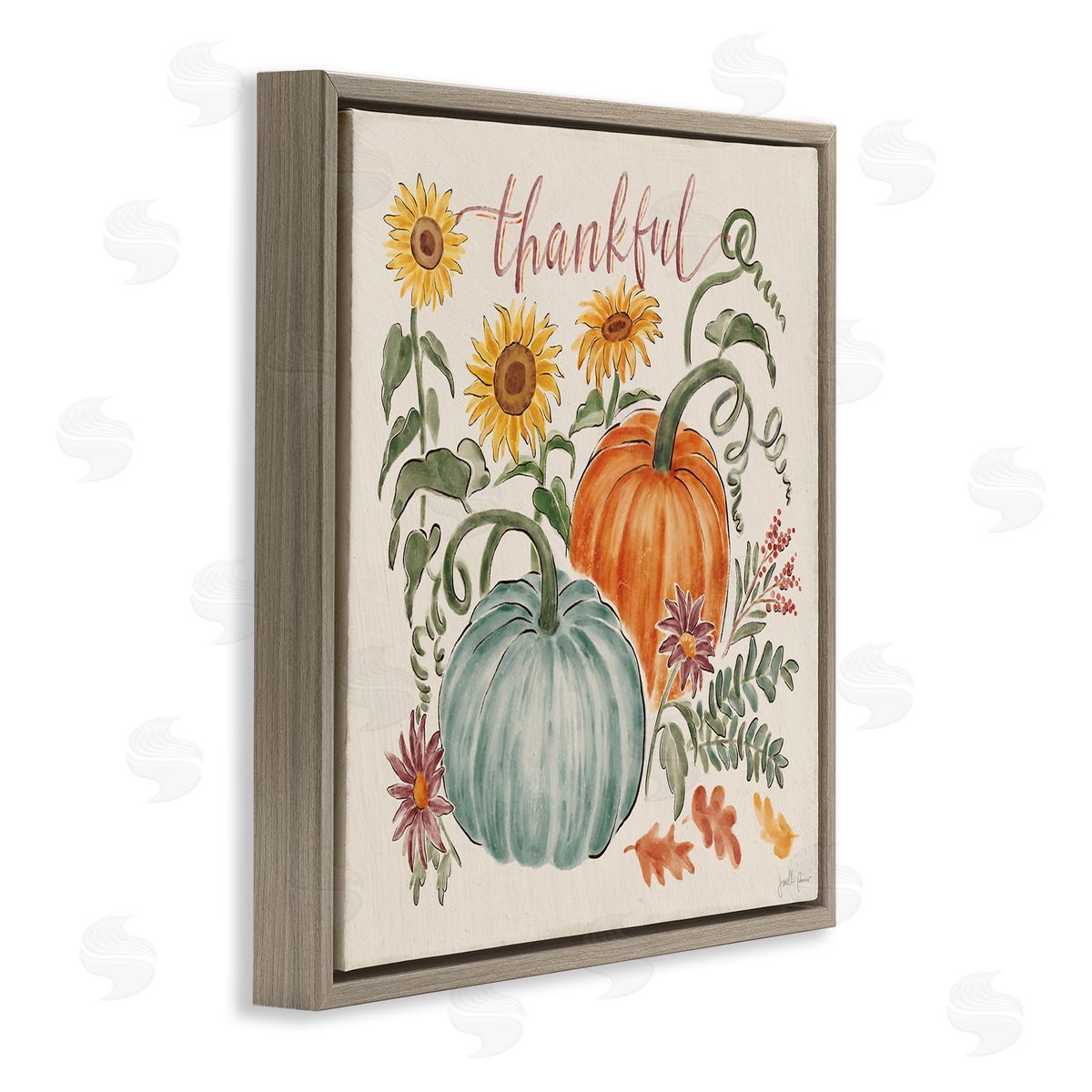Janelle Penner Autumn Botanical Thankful Nature Brown Floating Frame Canvas Wall Art Print