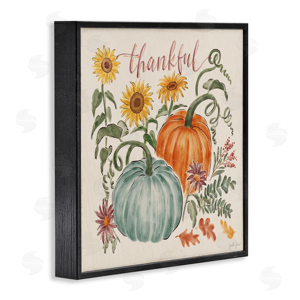 Janelle Penner Autumn Botanical Thankful Nature Black Framed Glicee Wall Art Print