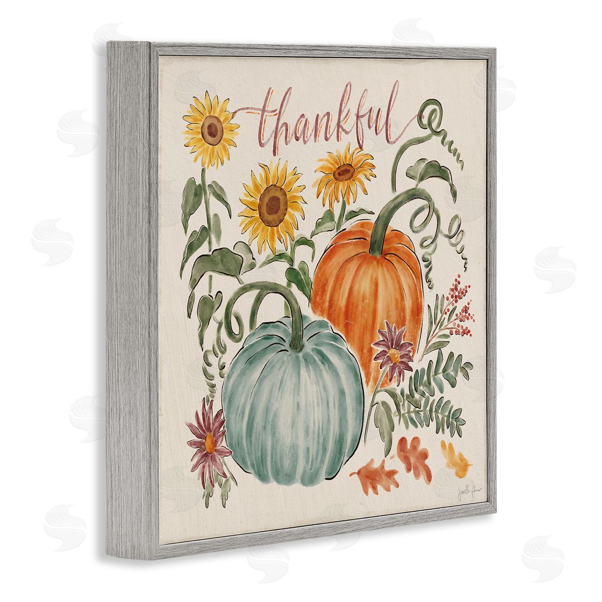 Janelle Penner Autumn Botanical Thankful Nature Gray Framed Glicee Wall Art Print