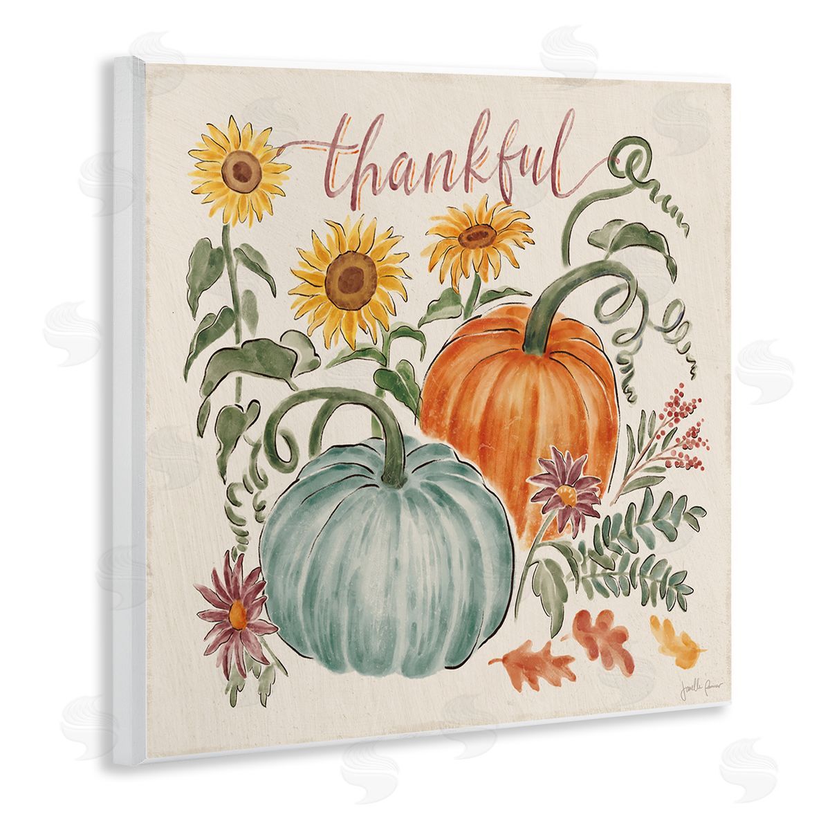 Janelle Penner Autumn Botanical Thankful Nature Wooden Wall Plaque Art Print